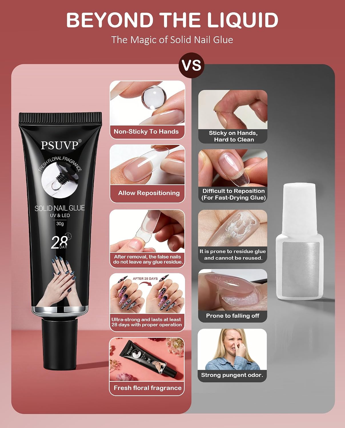 Super Strong Solid Gel Nail Glue 30gw/ Mini UV Lamp,for PressOnNails