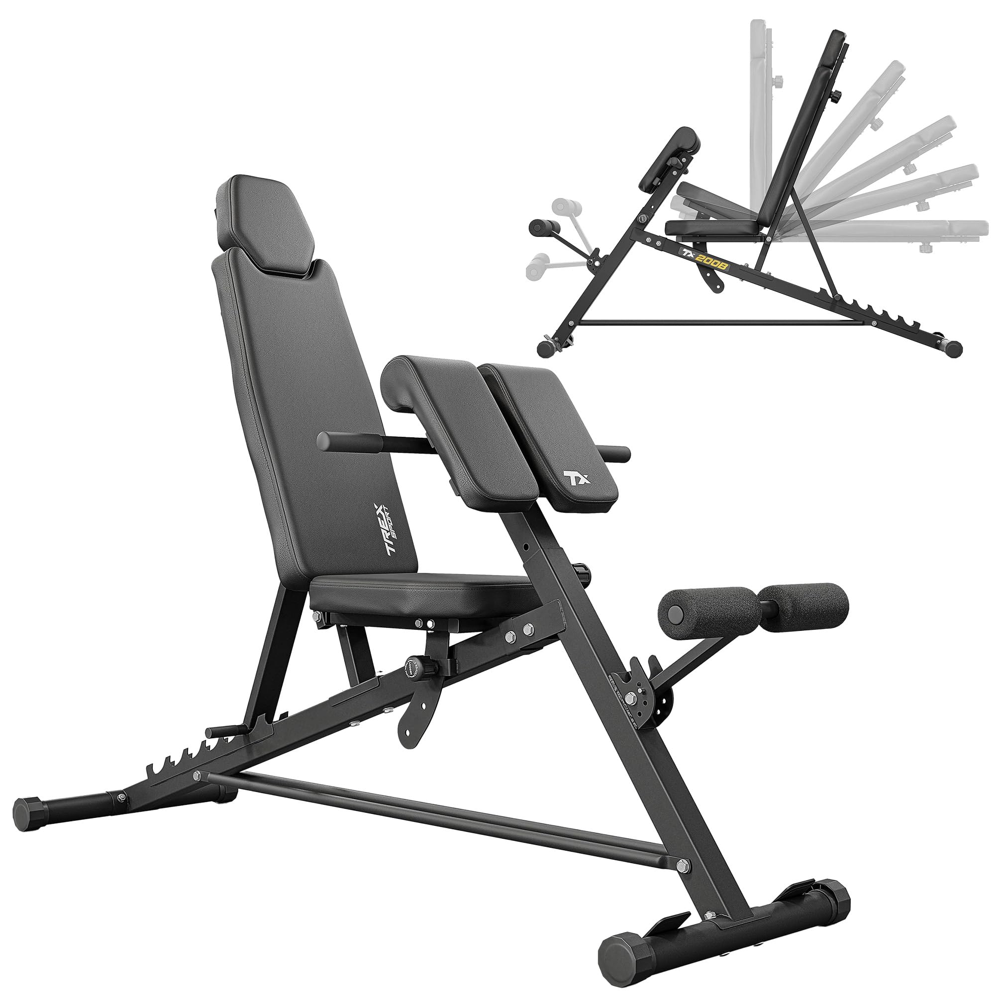 TREX SPORT Hantelbank TX-200B – Multifunktions Trainingsbank mit verstellbarer Rückenlehne