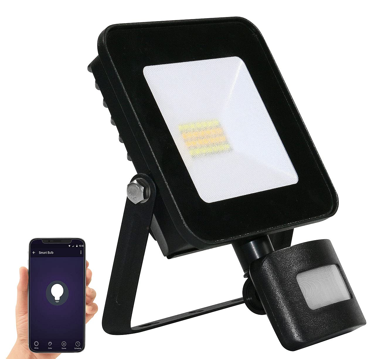 Luminea Home Control proiettore CCT: Set da 4 WLAN-LED-Floodlight, CCT-LED, sensore di movimento PIR (proiettore da interno, faretto WLAN)