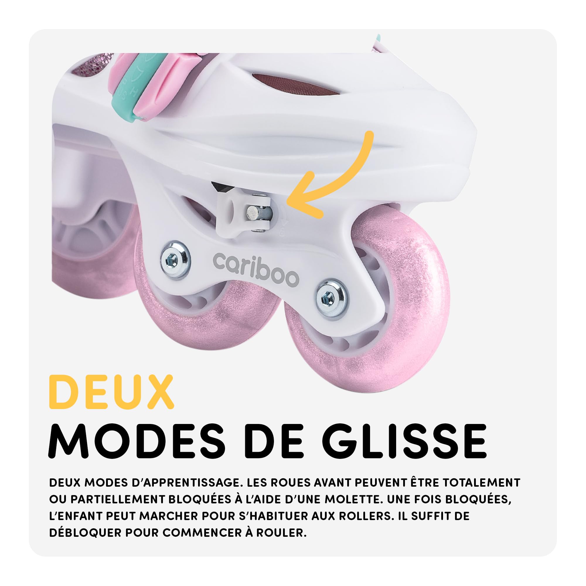 Cariboo Patins à roulettes pour Enfants - Ajustables - pour Débutants - Set avec Protège-Genoux Coudières et Protège-Poignets - Ballerina