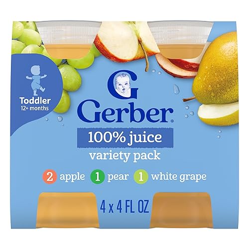Miniatura 3 de Gerber Paquete variado de jugo, manzana, pera, uva blanca, 4 onzas (24 botellas)