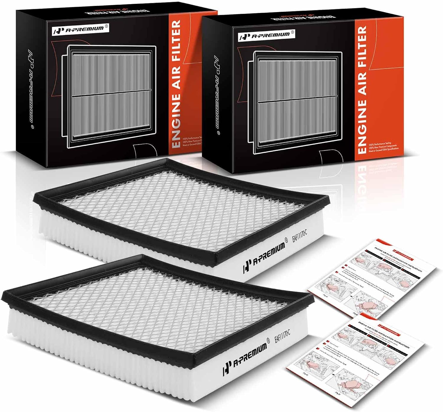 A-Premium 2-PC Engine Air Filter Compatible with Chrysler 200 & Dodge Avenger, Journey, 2011-2019, V6 3.6L, Flexible Panel, Replace# 68081249AC