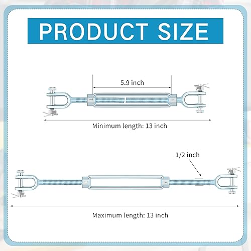 Miniatura 3 de Gancho tensor, tensor de mandíbula y mandíbula de acero galvanizado en caliente de 12 pulgada, tensor de límite de carga de trabajo de 2200 libras