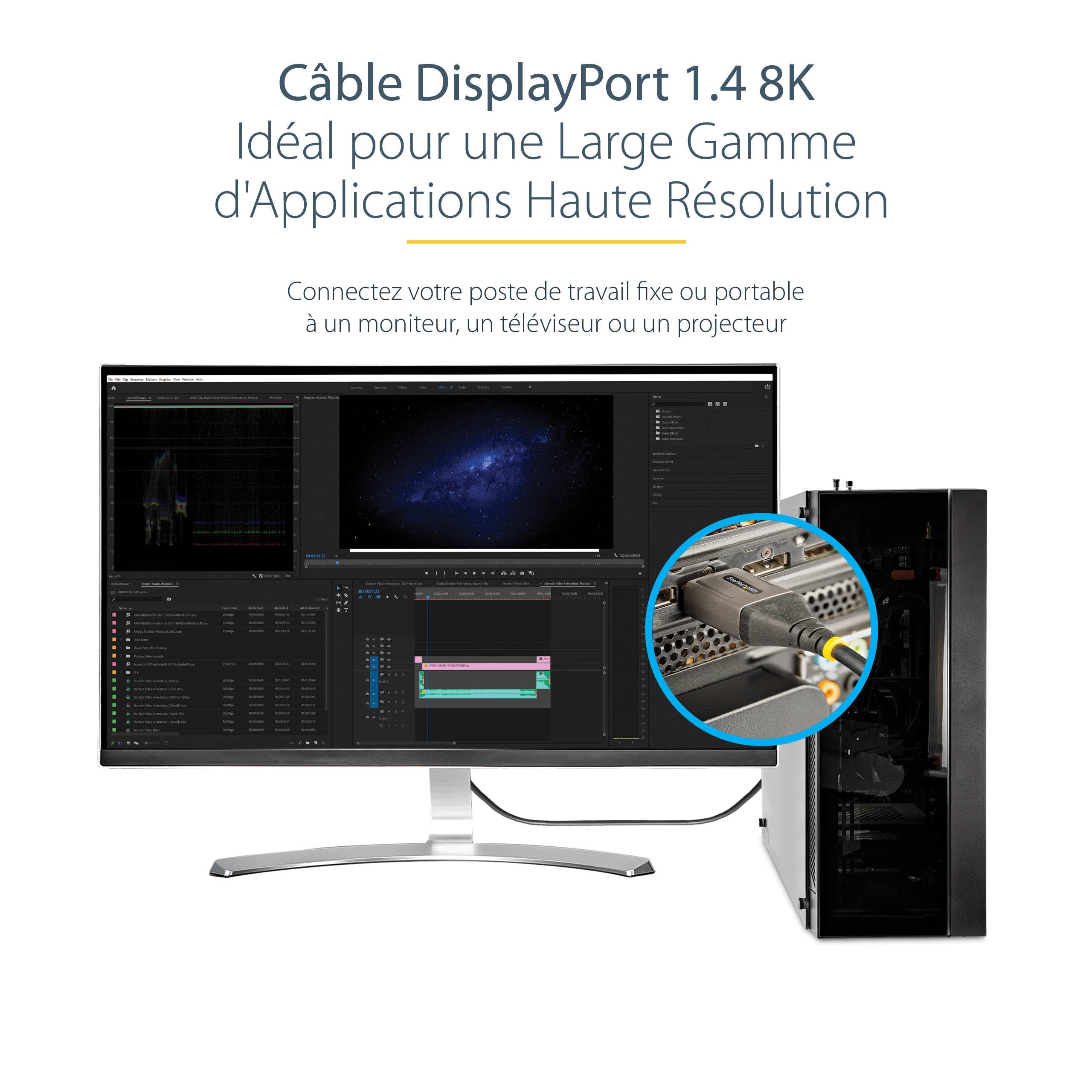 StarTech.com Câble DisplayPort 1.4 Certifié VESA 5m - 8K 60Hz HDR10 - Vidéo Ultra HD 4K 120Hz - Cordon Moniteur/Écran DP 1.4 - Câble DisplayPort vers DisplayPort - M/M (DP14VMM5M)