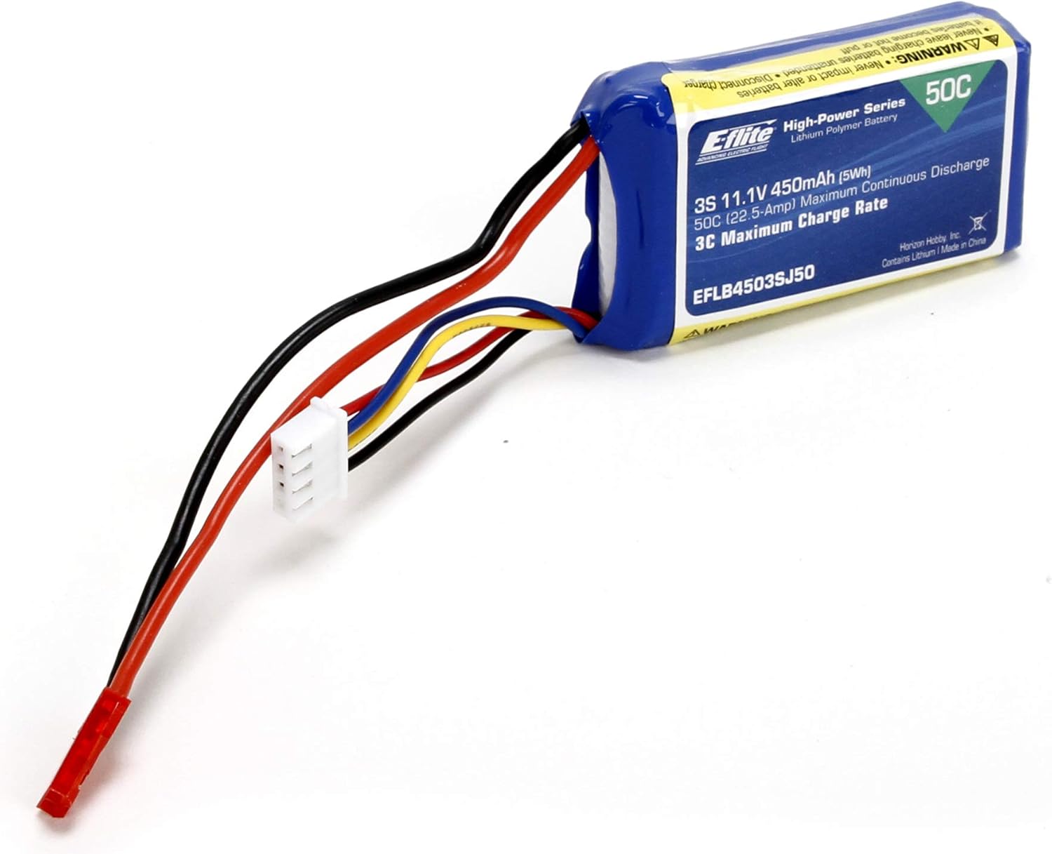 E-flite 11.1V 450mAh 3S 50C LiPo Battery: JST, EFLB4503SJ50
