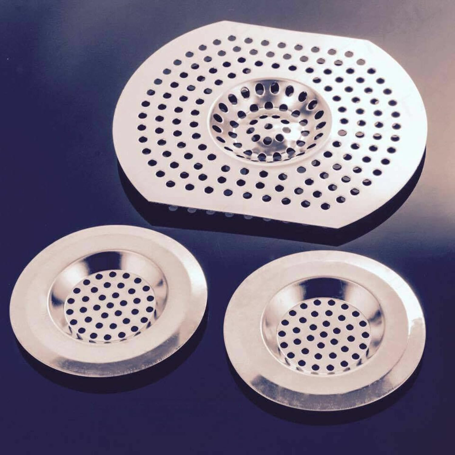 Orbitron Silver 3 X Stainless Steel Sink Bath Plug Hole Strainer Basin Hair Trap Drainer Cover