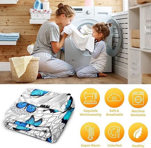 Miniatura 5 de Manta de mariposa azul hermosa manta de franela ultra suave con mariposas para niños y adultos, 50 x 40 pulgadas