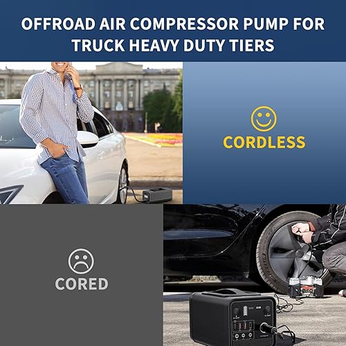 Miniatura 5 de Dexico - Inflador de neumáticos con compresor de aire portátil, bomba de aire eléctrica de 16000 mAh para neumáticos de automóvil, bomba de