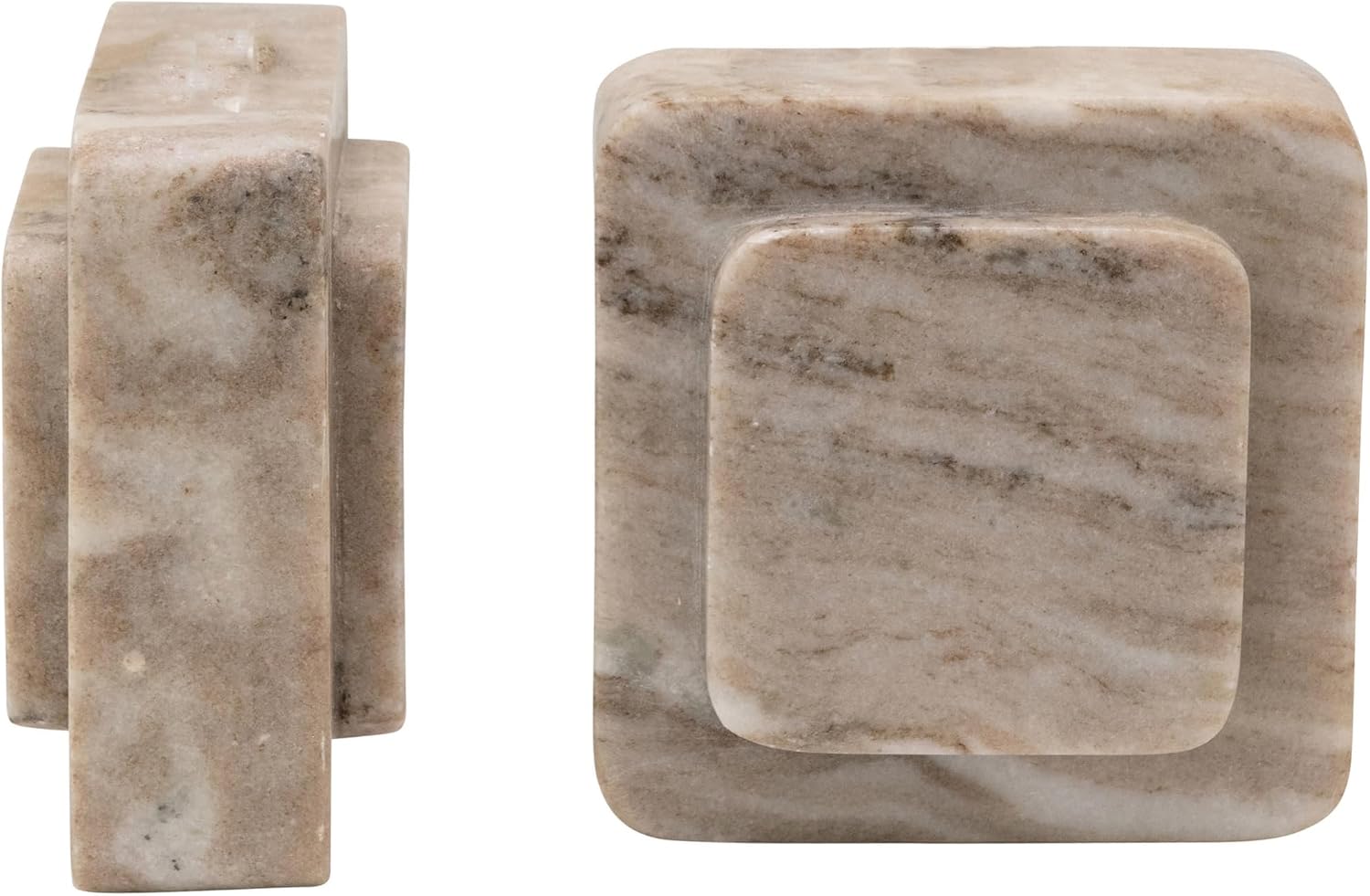 Bloomingville Heavy Duty Marble Bookends, Beige, Set of 2
