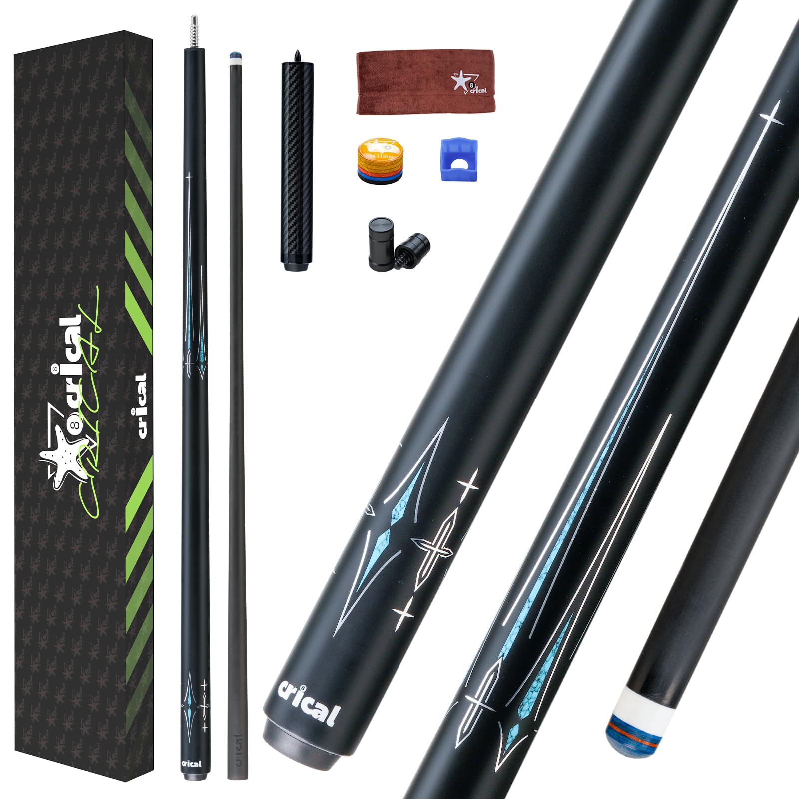 CRICAL Carbon Fiber Pool Cue Stick 58in Low Deflection Billiard Cue