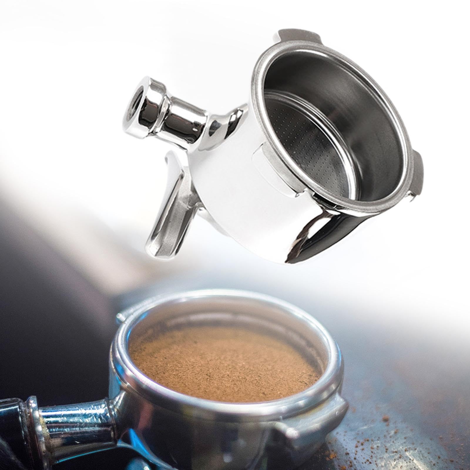 perfk Siebträgerkopf, 3 Ohren, leicht zu reinigen, Ersatz, Kaffeemaschinenteil, 51 mm Edelstahl für EC885 EC680 EC685 EC785, mit Filterkorb