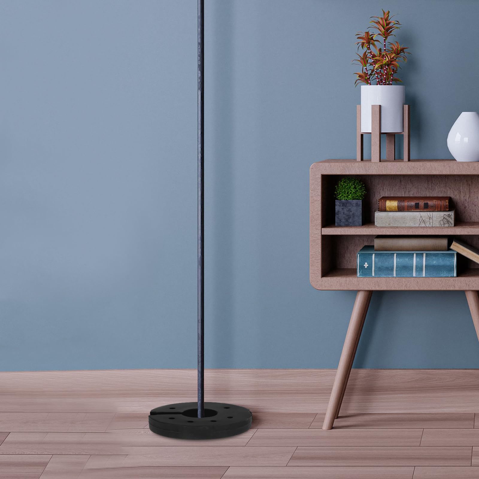 Base De Lampe Ronde Contrepoids 1 Kg - Accessoire Pour Lampadaire Ou Lampe De Table - Noir, Plastique