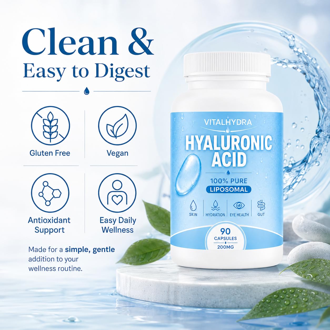 Hyaluronic Acid, Hyaluronic Acid Capsules Supplements, 90 Capsules — Amazon image 7