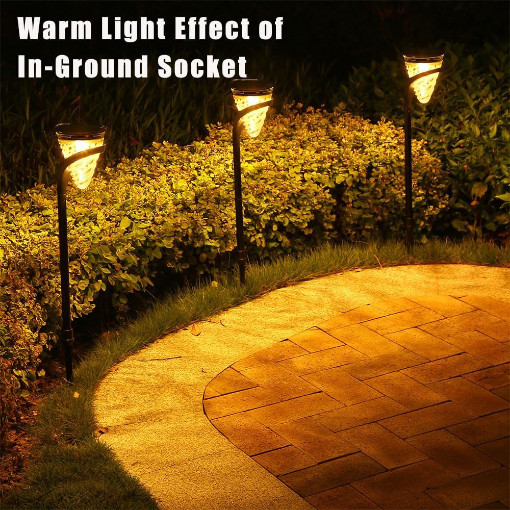 Solar Pathway Lights Outdoor 2 Pack, Auto On/Off Waterproof Landscape Lighting for Walkway Garden Yard, Adjustable Temperature Warm Light Cool/Warm, 3000K/6000K 8h+