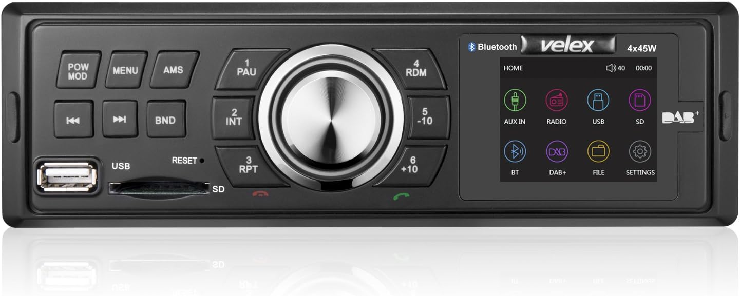 DAB+ Radio Car Head Unit Headunit Stereo AM/FM/MP3/4X45W Bluetooth (Black)