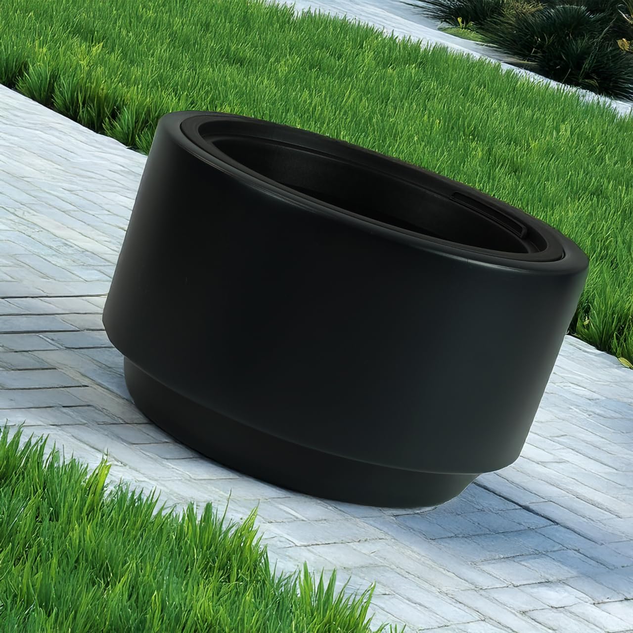 Set Vasi da Fiori con Inserto Antracite - Design Minimalista & Plastica Riciclata - Vasi per Casa & Giardino - 3 Misure: 24/37/38 cm