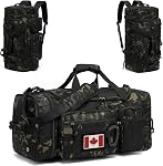 3 in 1 Tactical Gym Bag Backpack for Men 40-45L Expandable Travel Duffle Bag for Women Military Sport Duffel Bags Weekend Overnight with Shoe Compartment & Wet Pocket for Fitness, Camo