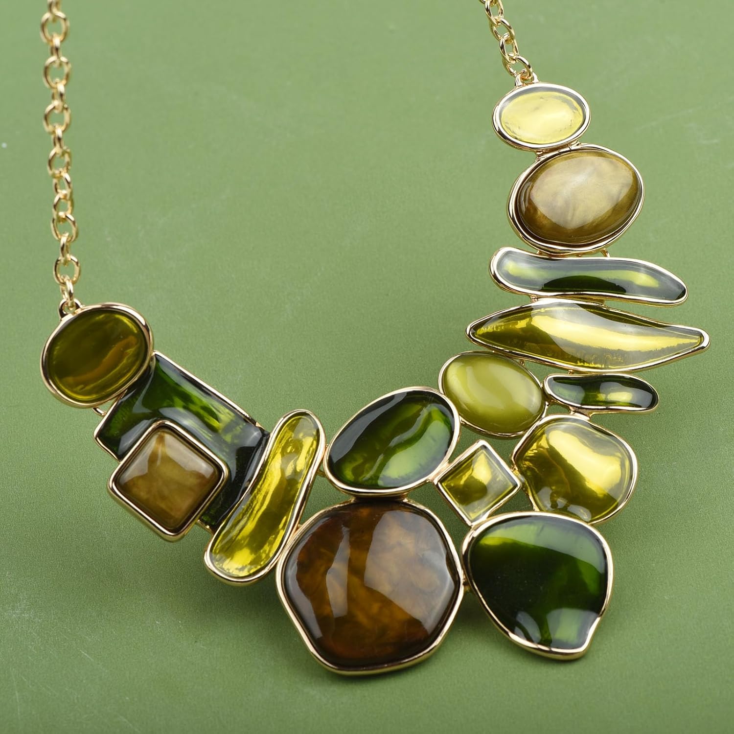 Vintage Colorful Crystal Bubble Chunky Statement Necklace Earrings Set Wedding Party Jewelry