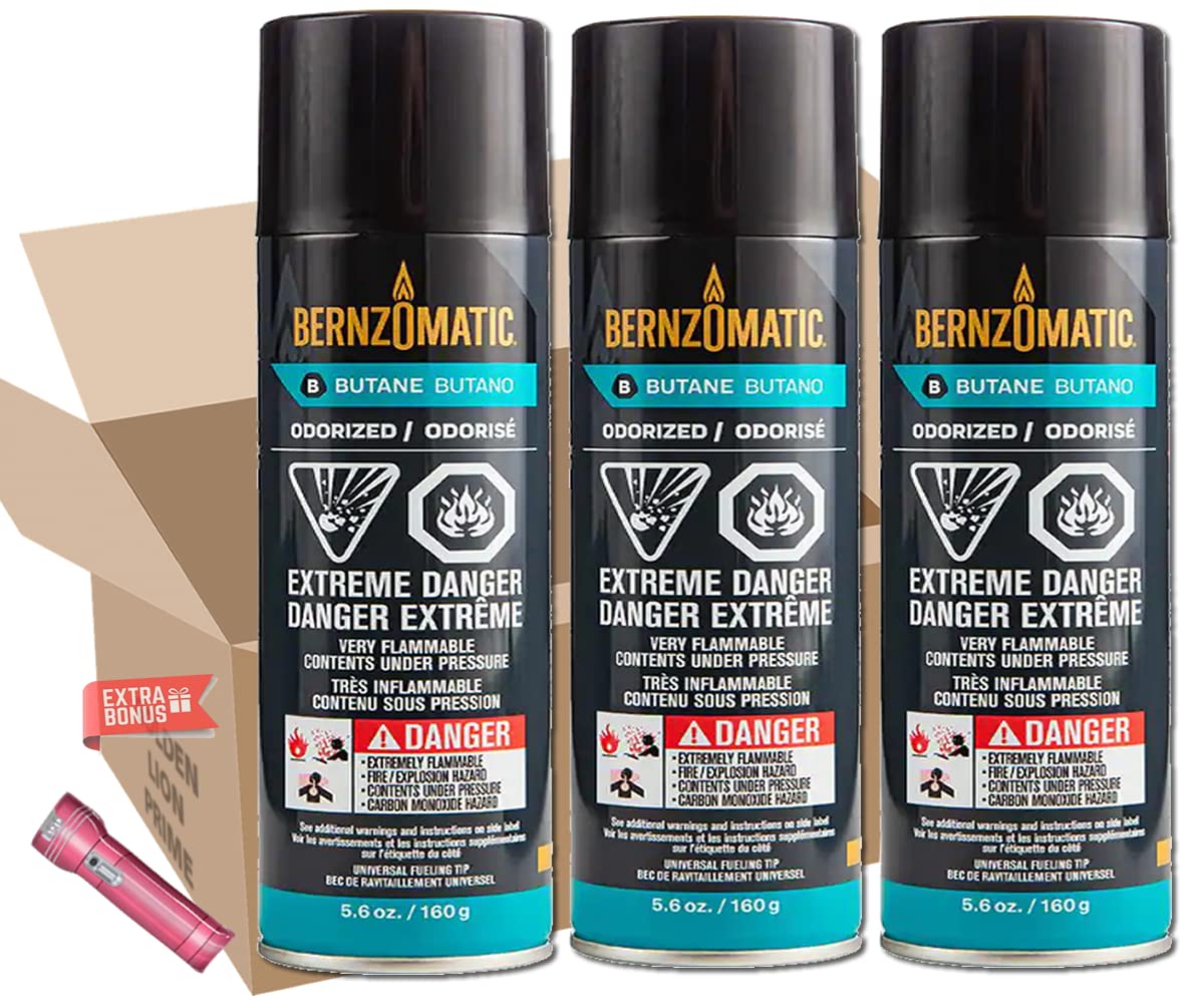 BF56 Butane Canister Refill 5.6 OZ - 3 Pack with Golden Gift