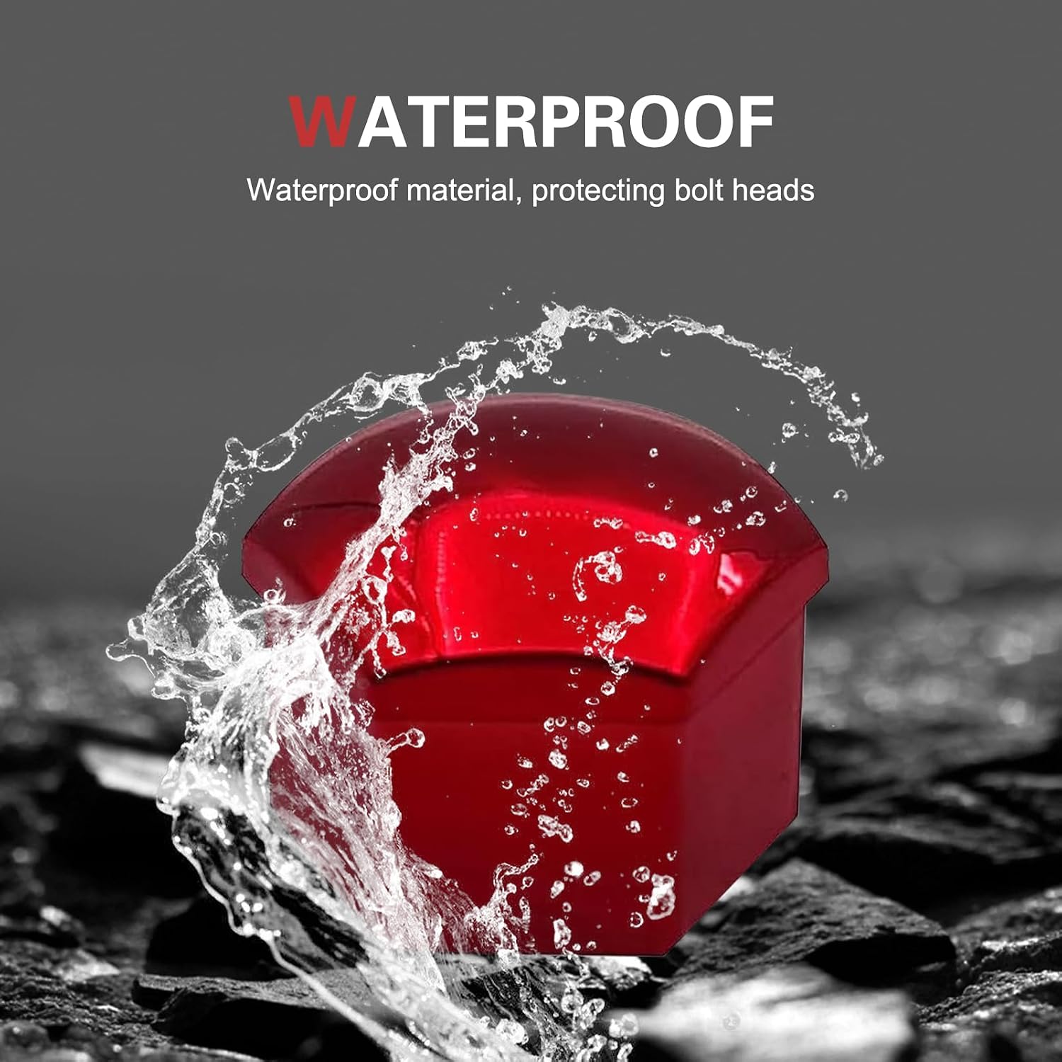20 PCS Lug Nut Covers, 19 mm Tire Nut Dustproof Protective Cover with Pull Clip, Rustproof Electroplated Aesthetically Pleasing Decoration, for Most Cars Tire Trim Accessories (Red)