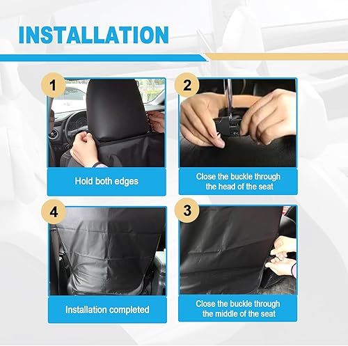 Miniatura 6 de Paquete de 2 alfombrillas protectoras para asiento trasero de automóvil, protector de respaldo de asiento para vehículos para proteger de la