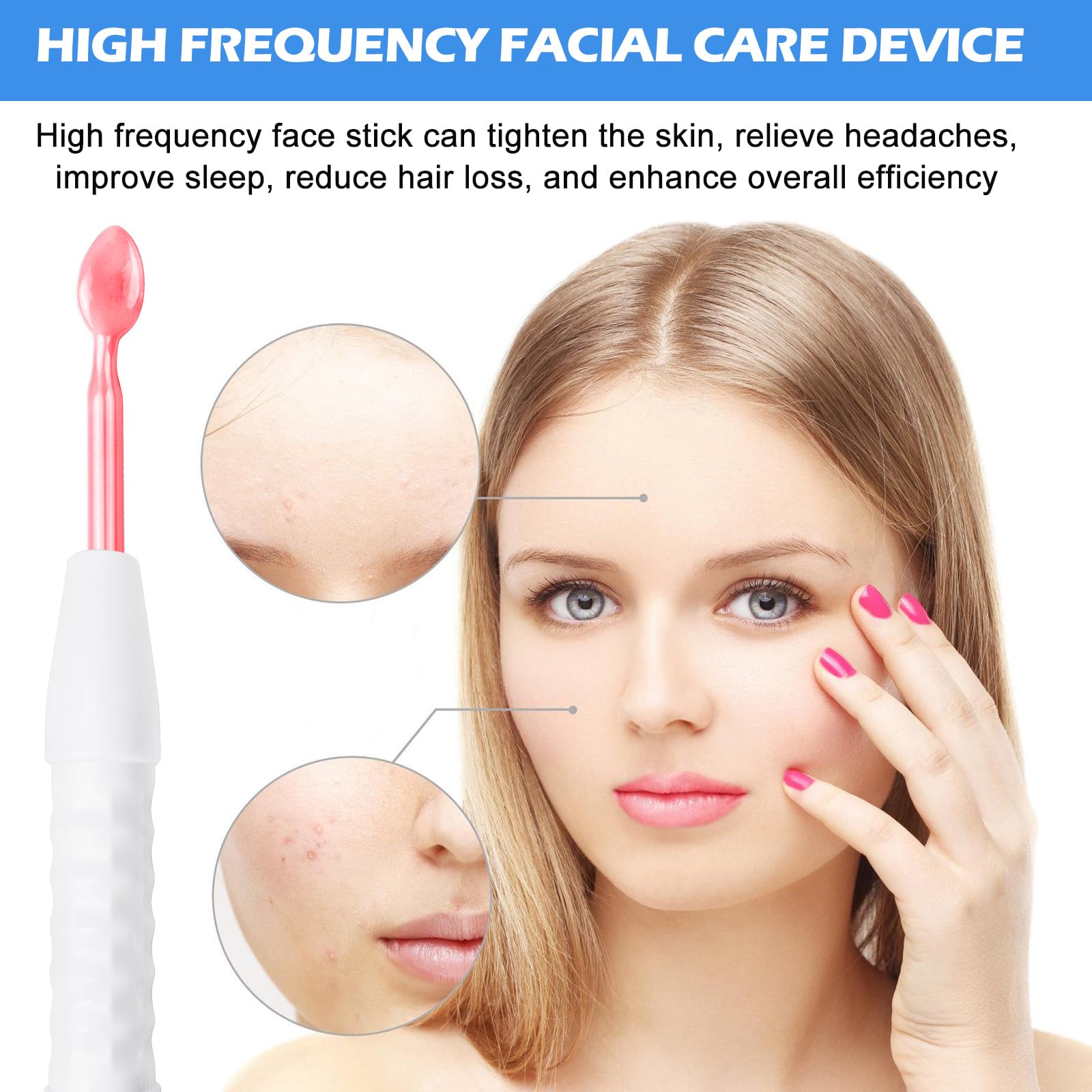 Varilla de alta frecuencia para la cara, pared de alta frecuencia con 6 sondas, acné de alta frecuencia, máquina facial de belleza para tonificar la piel, reducción de arrugas, acné, pérdida de
