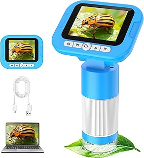 FINIBO Digitales Mikroskop für Kinder 1000X, 2,4″ Bildschirm, Kindermikroskop zum Lernen & Entdecken, mit USB Foto- & Videoaufnahme, Spielzeug ab 6 Jahre Jungen & Mädchen