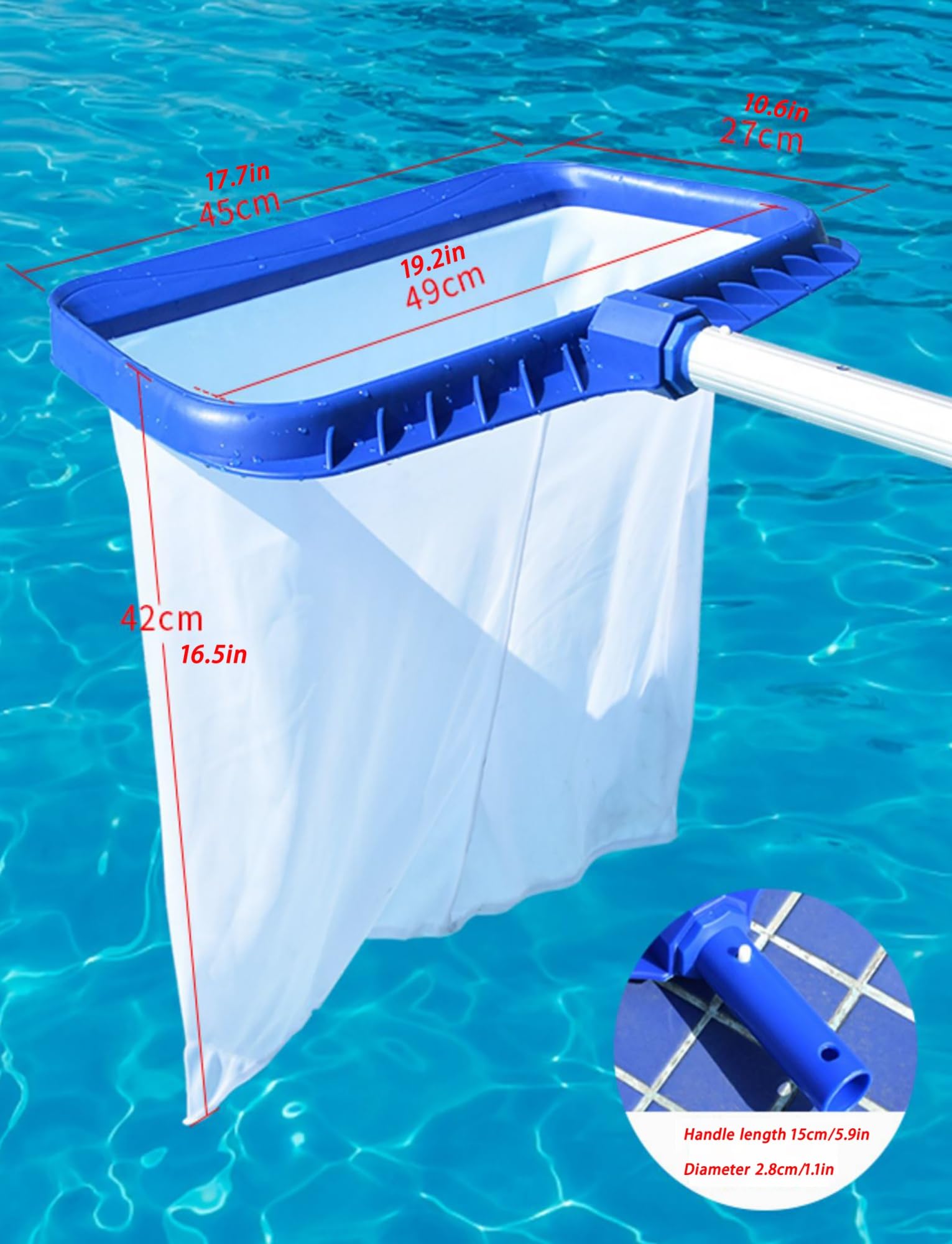 Questo retino per Foglie da Piscina Resistente, rastrello a Rete in plastica per l'uso in Piscine, Spa e laghetti, Forniture e Accessori per la Pulizia della Piscina (Latte, 200 cm)
