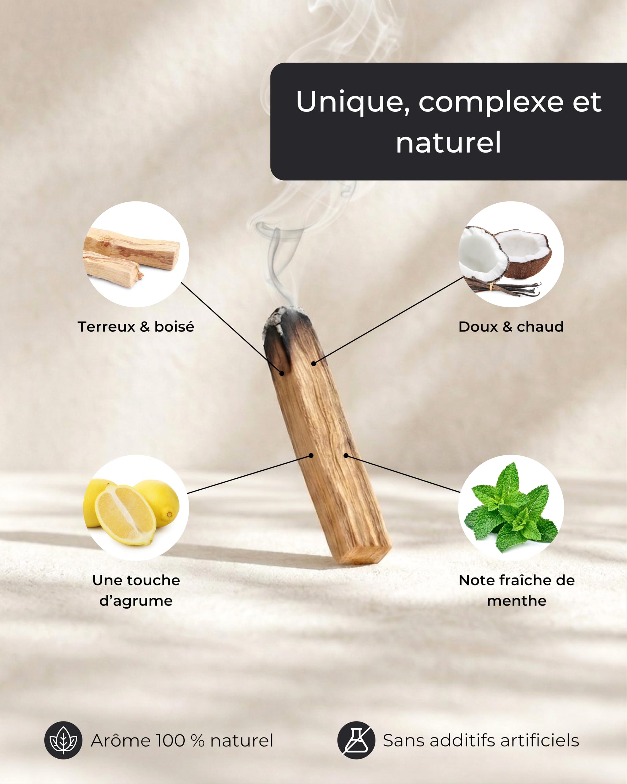 Incensera Bois de Palo Santo 8 Bâtons d'Encens Naturel 10 cm Purification Maison Méditation Aromathérapie