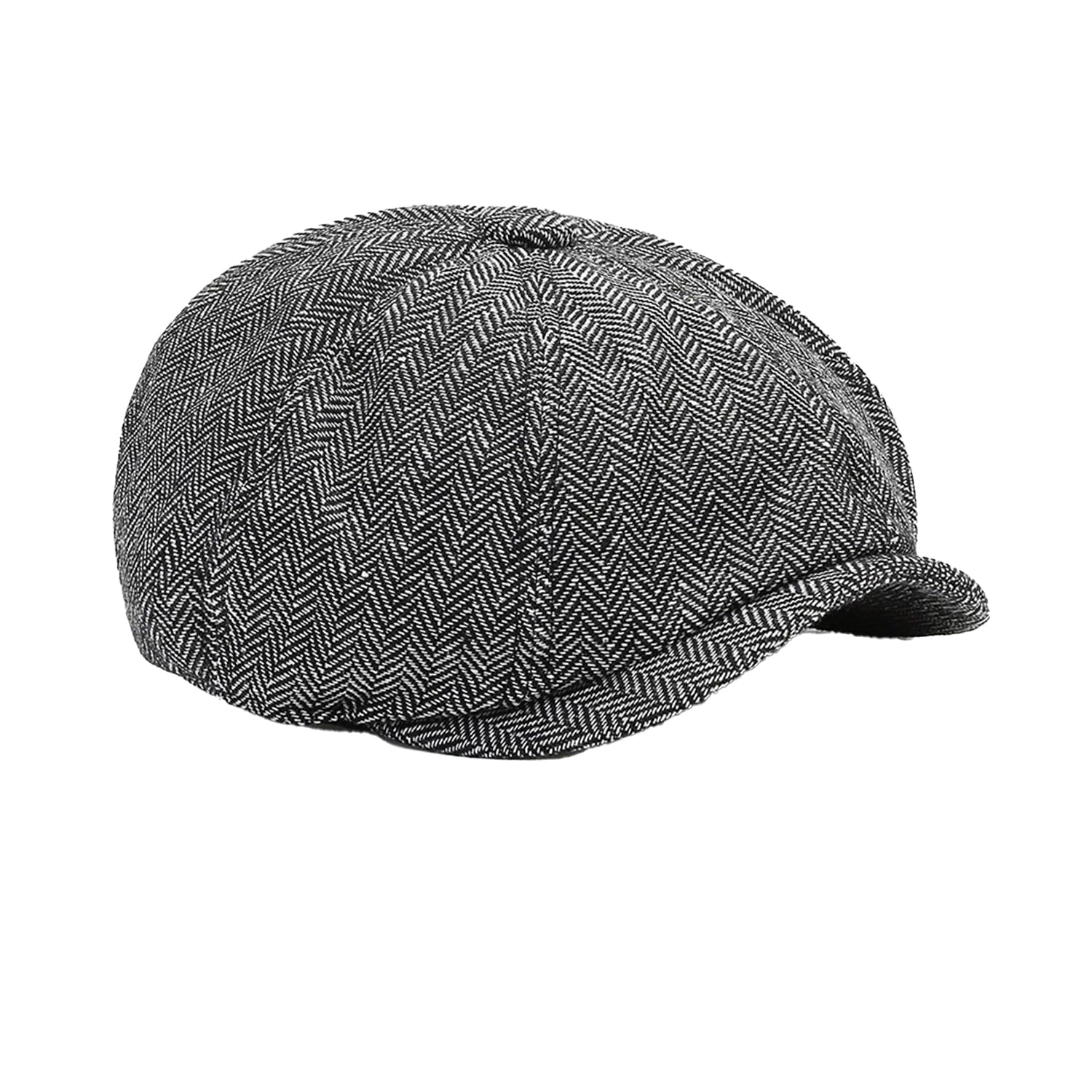 Bohue Adult Unisex Herringbone Flat Cap Vintage Style Flat Cap Gangster Hat Baker Boy Newsboy Hat Fancy Dress Party Accessory for Halloween Grey