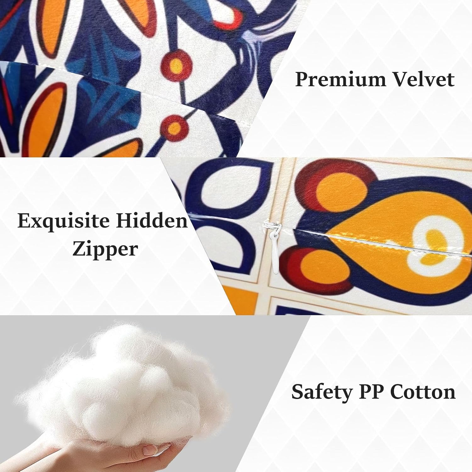 Morocco Tiles2 Human-Shaped Pillow Soft Body Pillows Washable Velvet Pillows for Anxiety Relief Sleeping Cuddling & Support