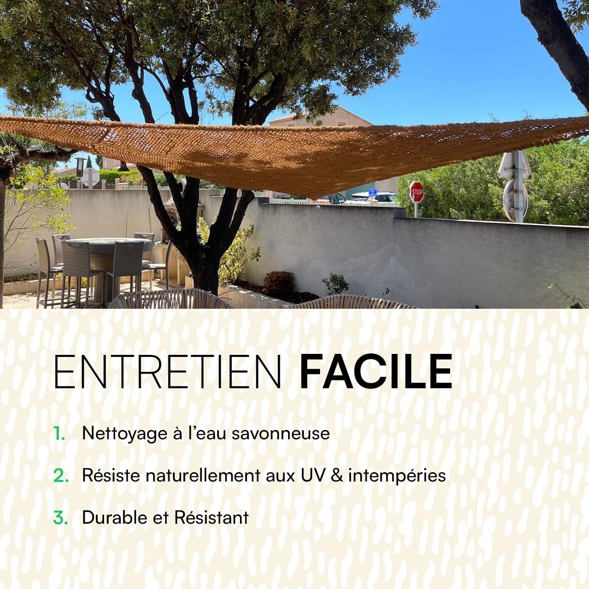 Sonnensegel aus natürlicher Kokosfaser | Umweltfreundlicher Kokosstoff Sonnenschutz | Idealer Sonnenschutz für Terrasse Garten und Außendekoration Netz für