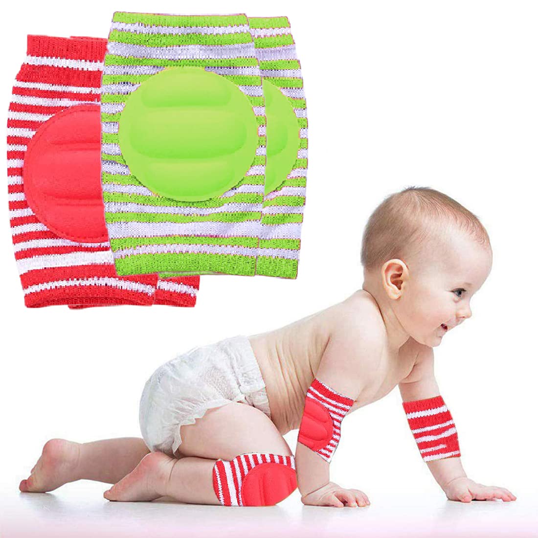 BabyMoon Baby Padded Knee Pads for Crawling, Anti-Slip Stretchable Elastic Cotton Soft Breathable Comfortable Kids Knee Cap Elbow Safety Protector-image-30