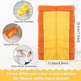 Zubebe 6 Pcs Duster Refill Reusable Fleece Duster Refills Feather Flat Dusters Multi Surface Washable Cleaning Pads Tools for Home, Blinds, Car, Pet, Furniture, Fans (Stylish Color)