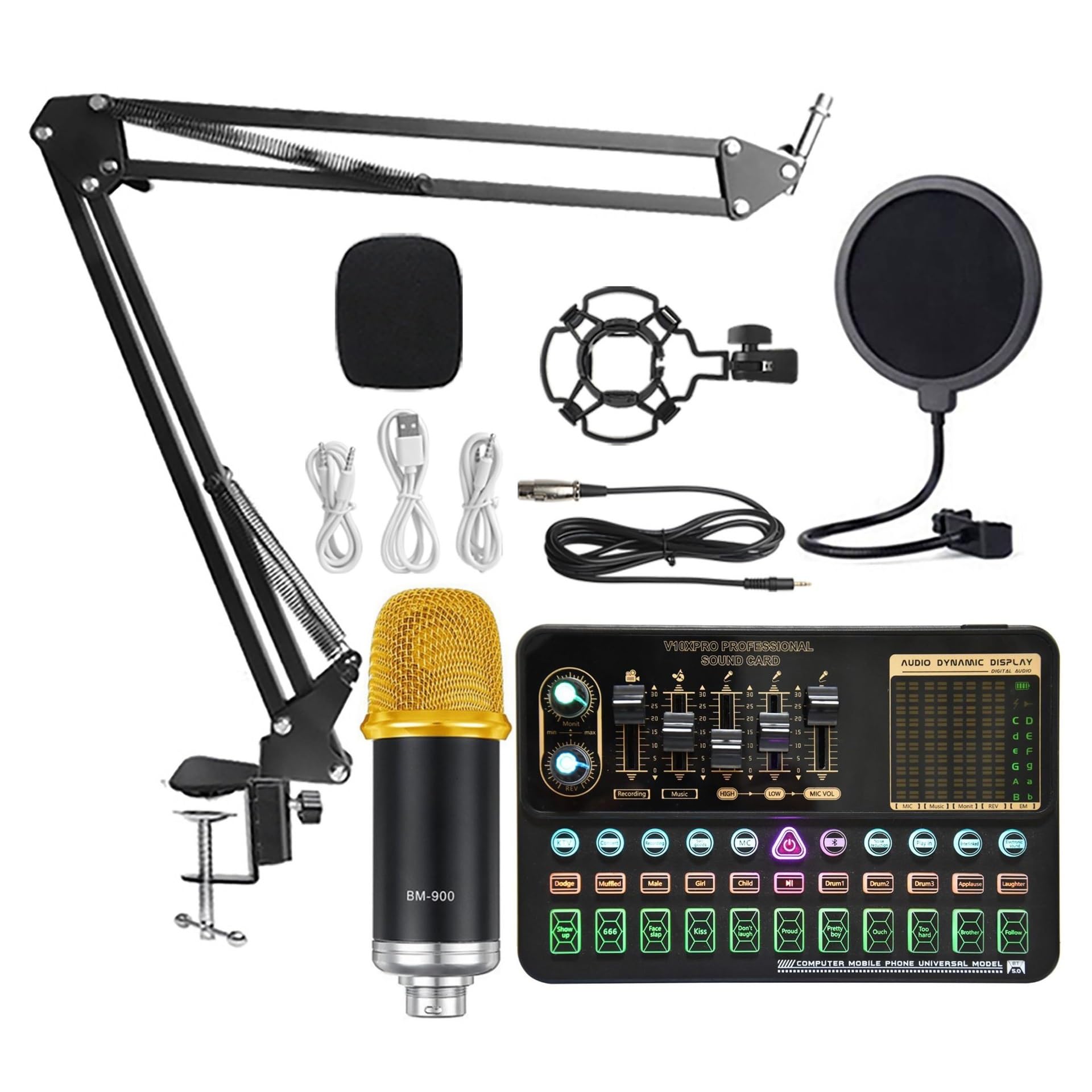 Podcast Equipment, Multi-Sound Live Soundkarte K-Song Net Anchor Set Halterung Ausrüstung Rot(T)