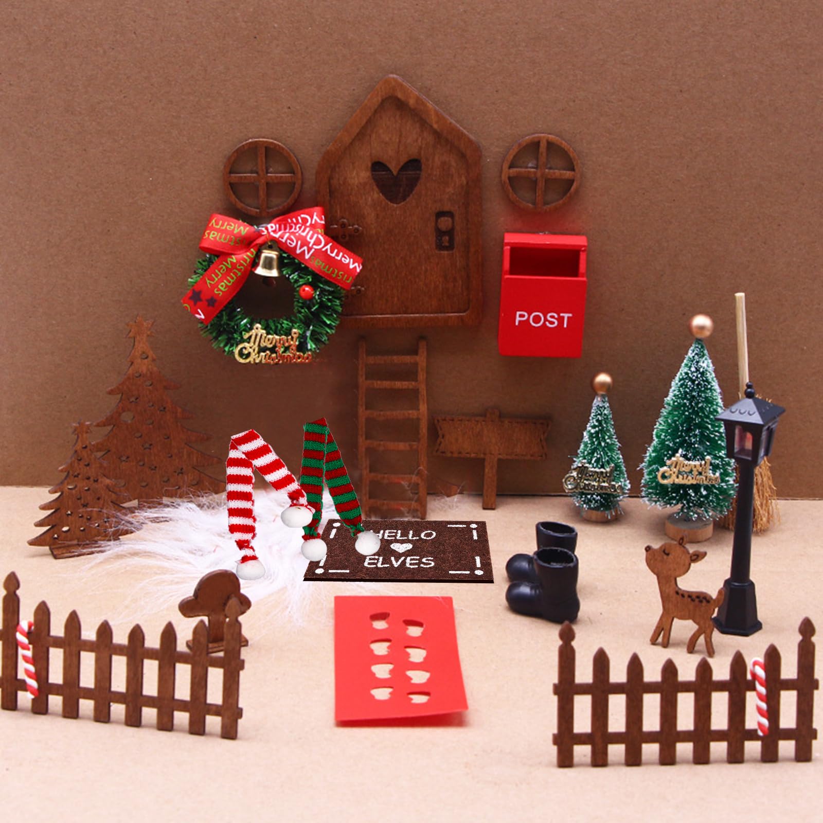 Kit Porta Elfo Di Natale Da 22 Pezzi In Legno - Accessori Per Miniature, Regalo Fai-da-te Per Bambini - 5