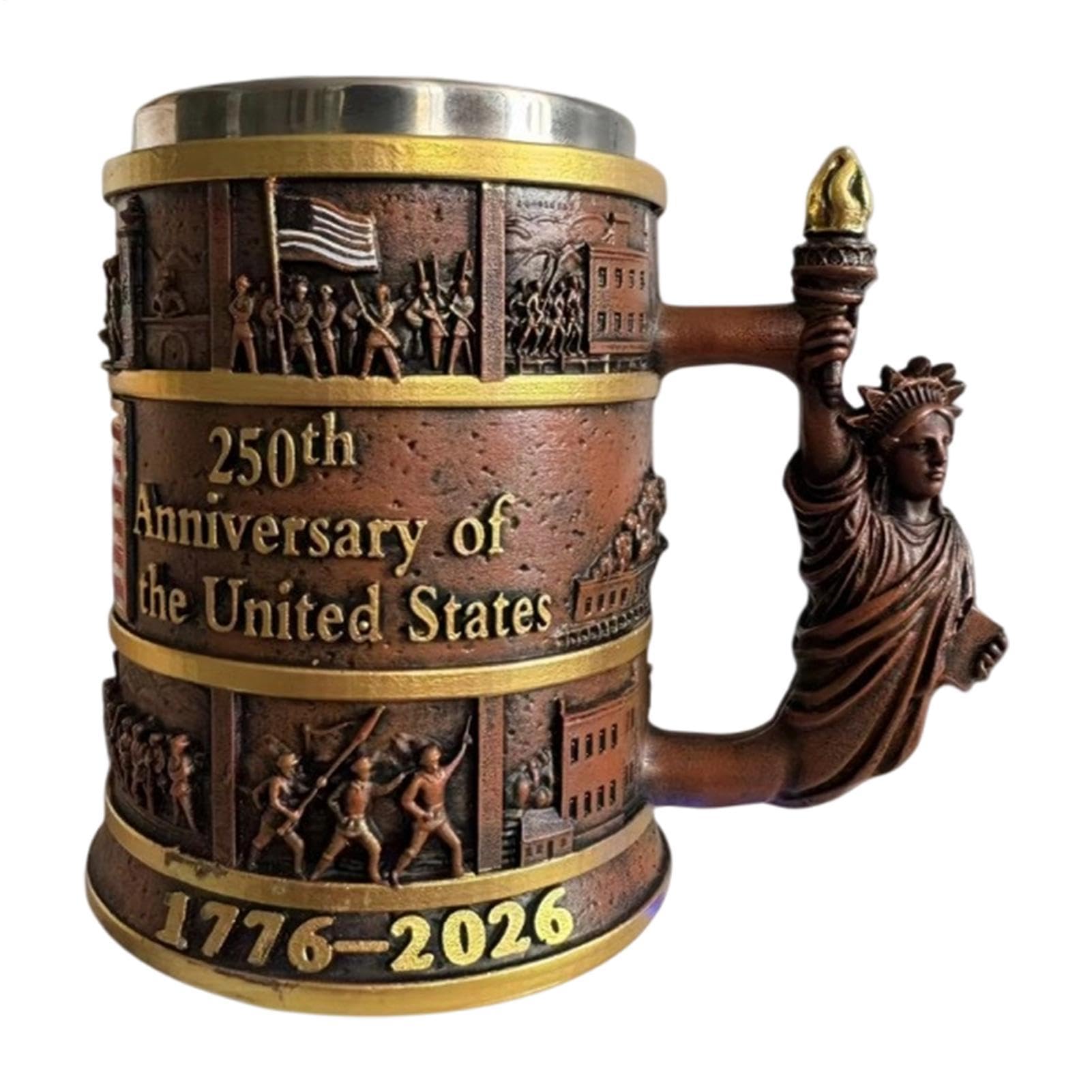 Taza patriótica de cerveza para camping y reuniones familiares con asa resistente