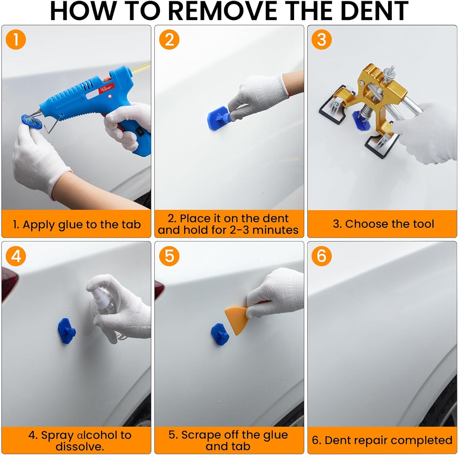 Car Dent Puller Kit, Paintless Dent Removal Kit, Car Dent Repair Kit with Golden Lifter, Dent Remover Tool for Car Hail Damage DIY Repair