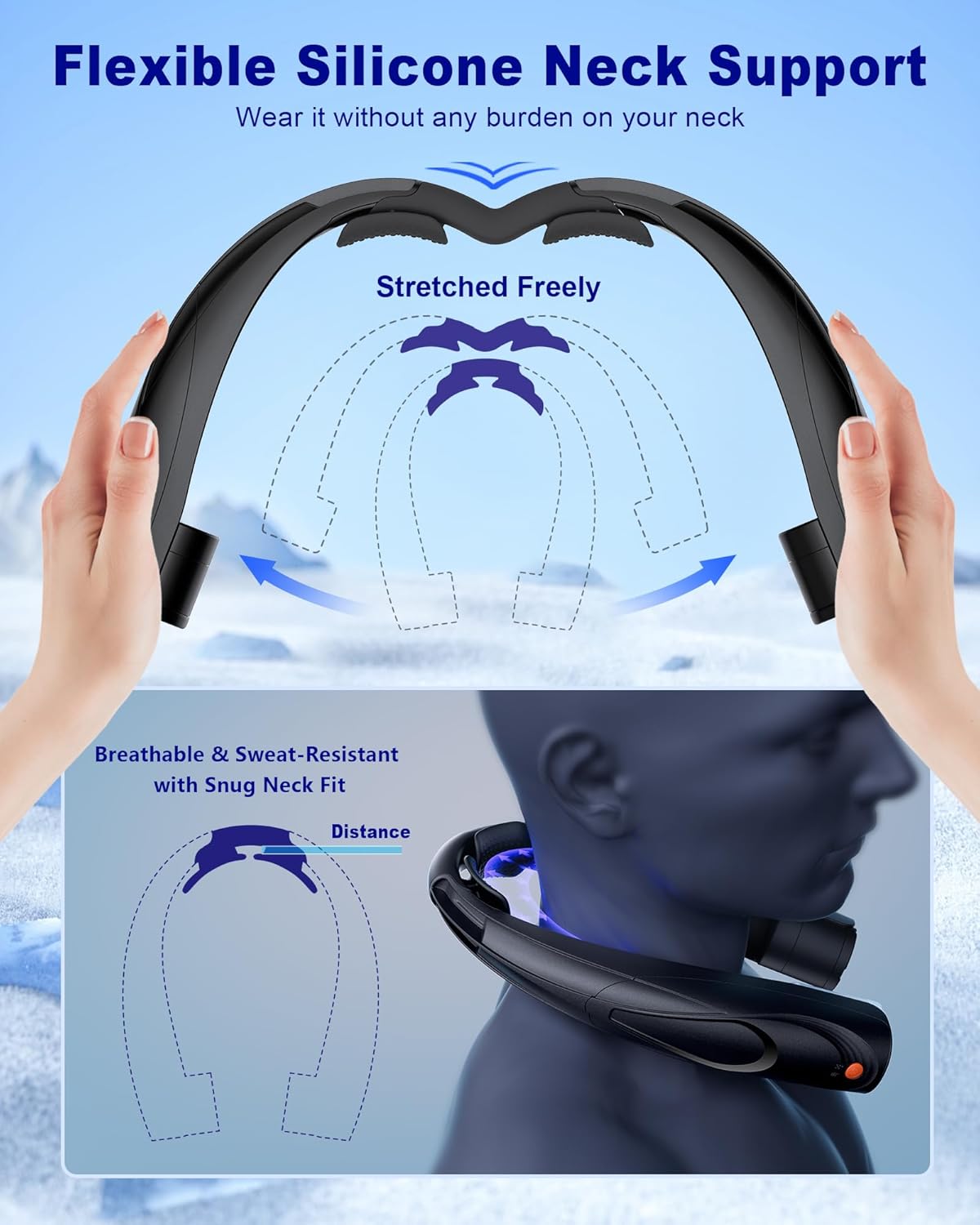 Neck Fan, AI 6 Speeds Powerful Portable Fan, 6000mAh Long-Lasting Battery Faster Cooling, USB-C Rechargeable, Hands-Free, 360° Airflow, Quiet Personal Fan for Women Men Office Travel Outdoor