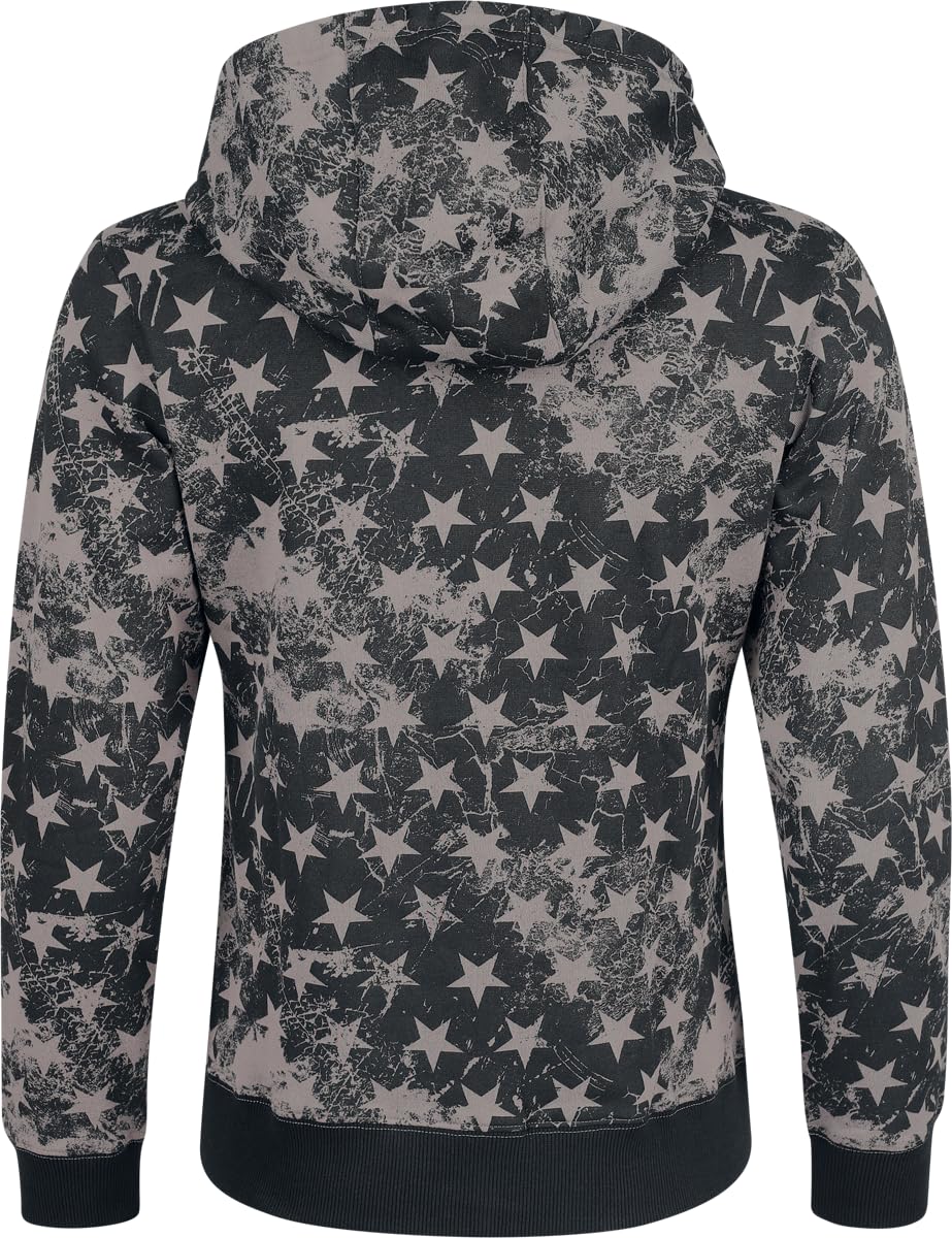 RED by EMP Damen Schwarze Kapuzenjacke mit Allover Print mit Sternen