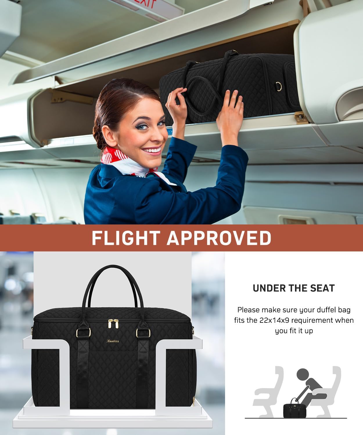 WINDARS Travel Duffle Bag, Weekender Bag for Women with Shoe Compartment, Large Carry On Overnight Bag with Toiletry Bag, Gym Duffel Bag with Wet Pocket, Hospital Bags for Labor and Delivery (Black) - Image 6