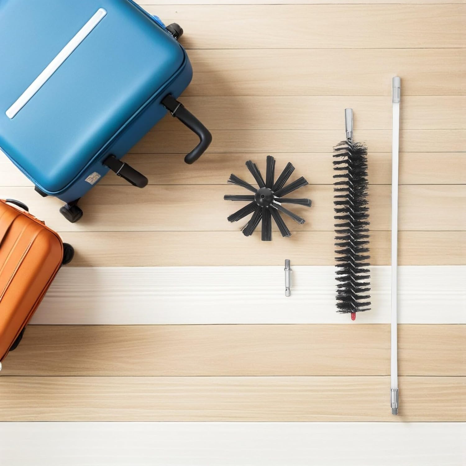 15ft Chimney Cleaning Brush Kit with 4-inch Head and 12 Rods, Professional Fireplace Sweep Brush Set for Wood Stove Maintenance and Dryer Vent Cleaning