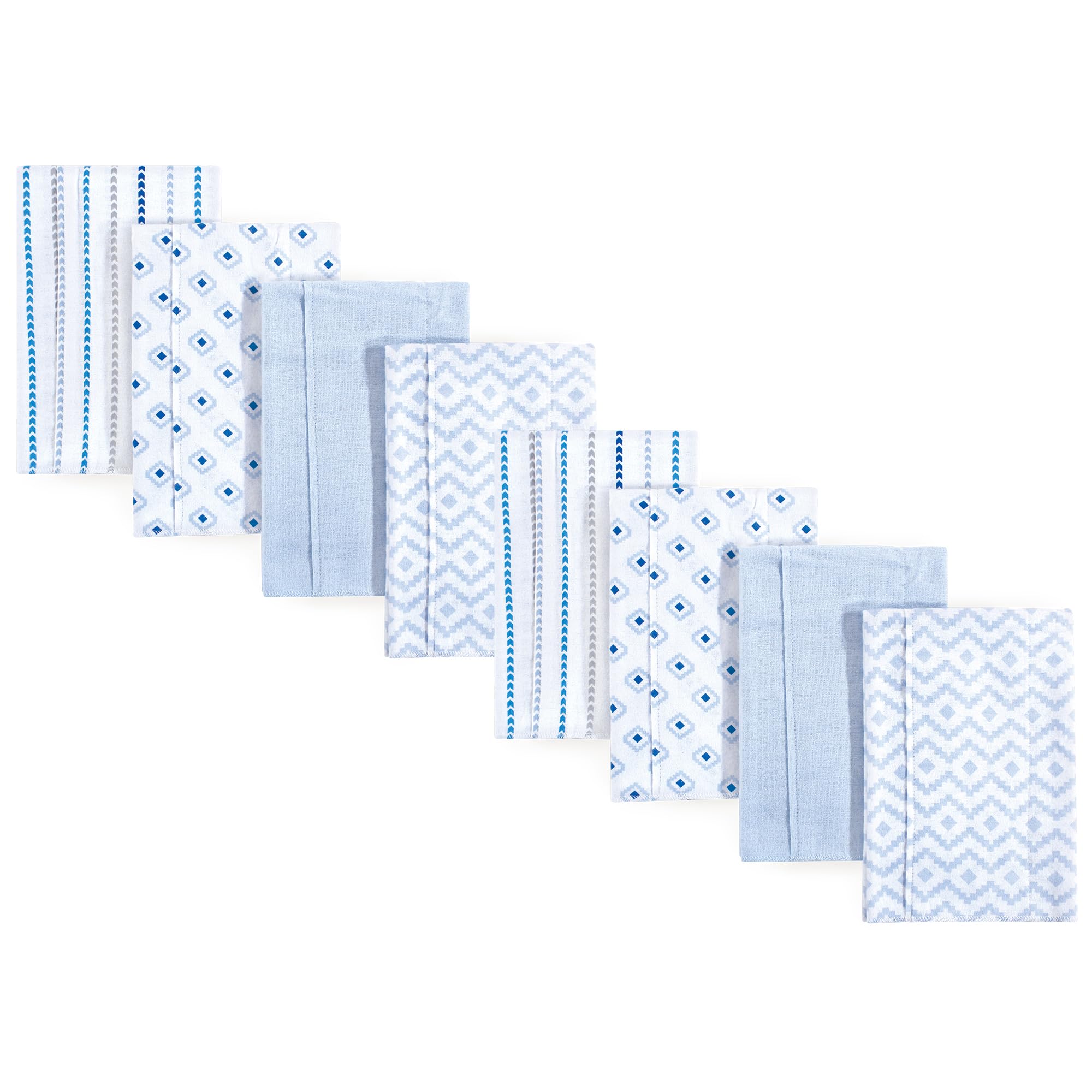 Hudson Baby Cotton Poly Flannel Burp Cloths Multipack, Boy Modern 8-Pack, One Size