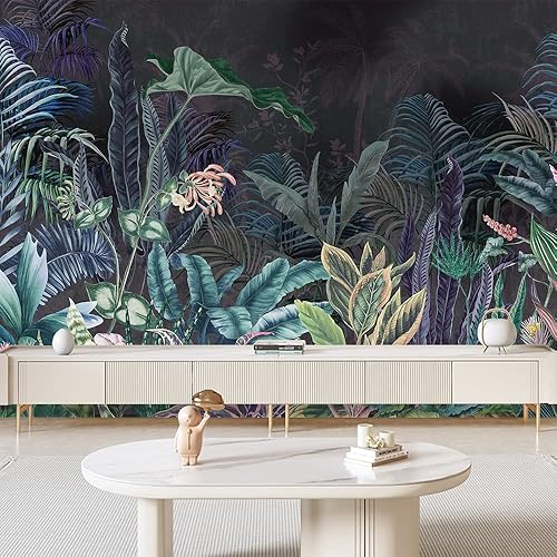 Miniatura 3 de Papel tapiz vintage de hojas verdes de 151 x 105 pulgadas, papel tapiz autoadhesivo con hojas de bosque tropical, papel de contacto impermeable,