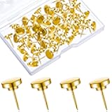 30 Pieces Push Pins, Metal Thumb Tacks for Picture Photo Hanging, Wall Pins for Board Posters Bulletin Maps, Wall Tack for Office Home Decorative (Gold)