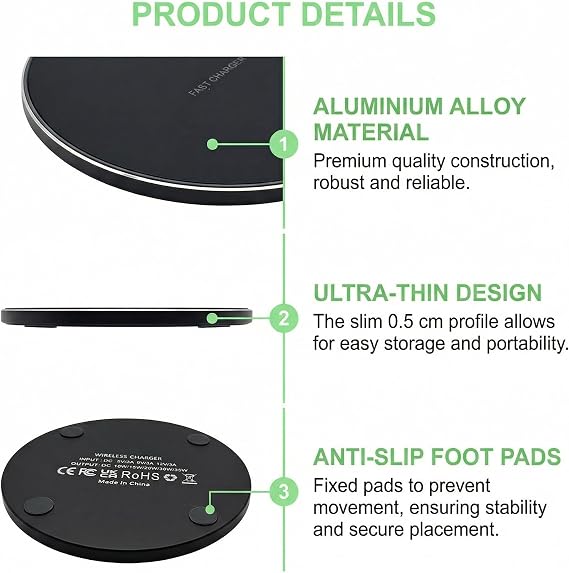 35W Fast Wireless Charger Qi Charging Pad for iPhone 16 15 14 13 12 11