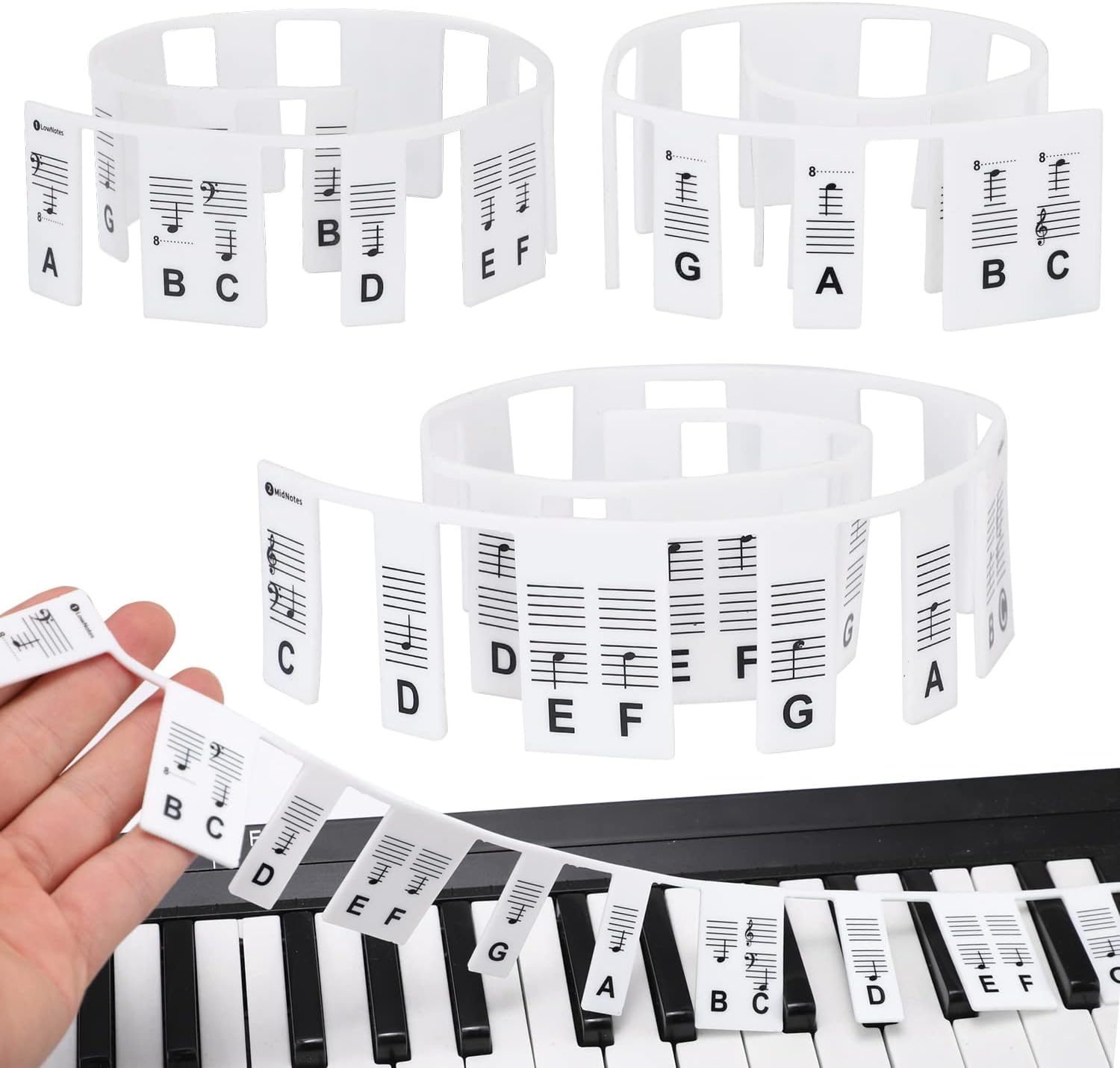 Facmogu Classic Black Piano Keyboard Note Strip, Removable