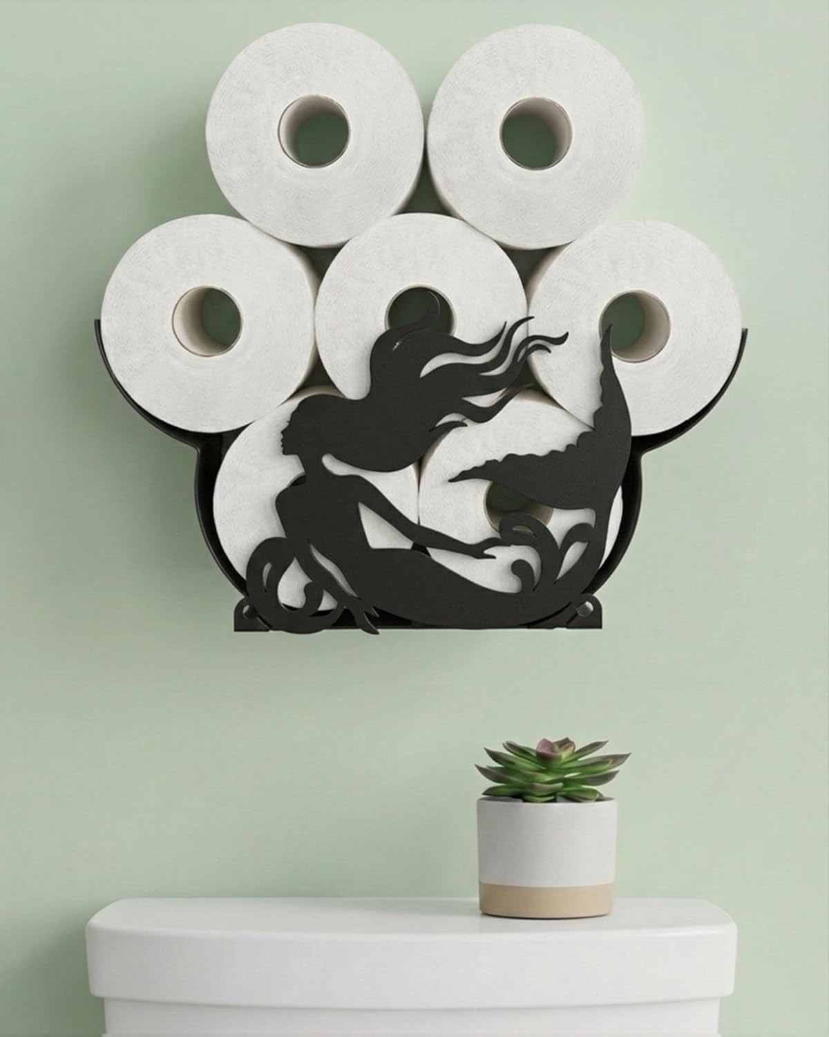 Mermaid Decorative Toilet Paper Holder for 8 Rolls, Bathroom Toilet Paper Storage Wall Mount & Free Standing, Funny Animal Tissue Holder Bathroom Storage Accessories