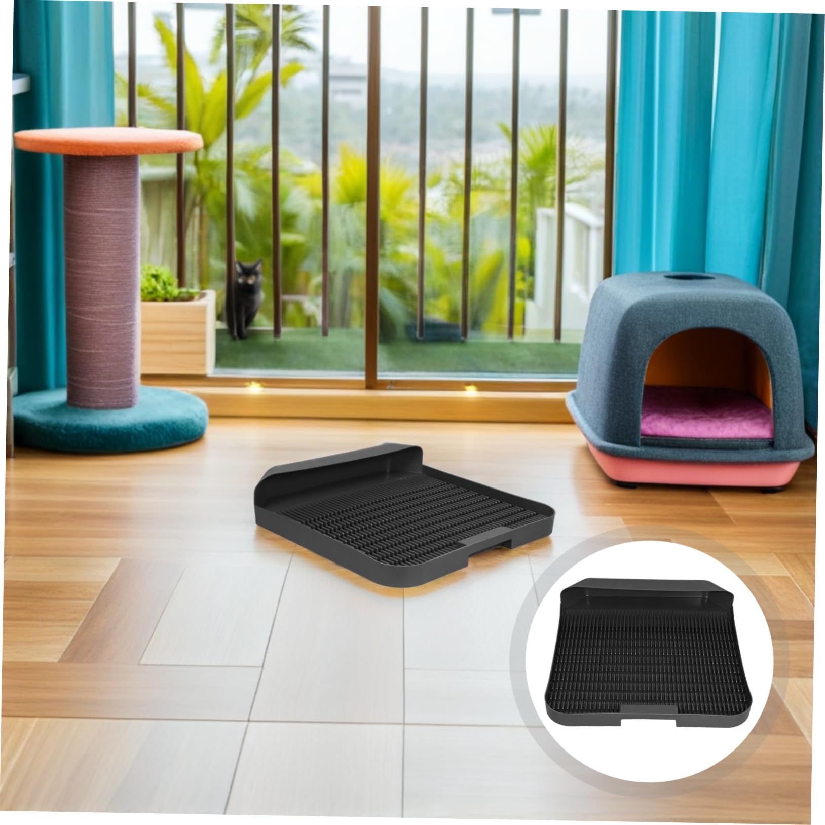 Gummimatte für Katzentoilette Rutschfeste Streu-auffangmatte Waschbar für Haustier-platz