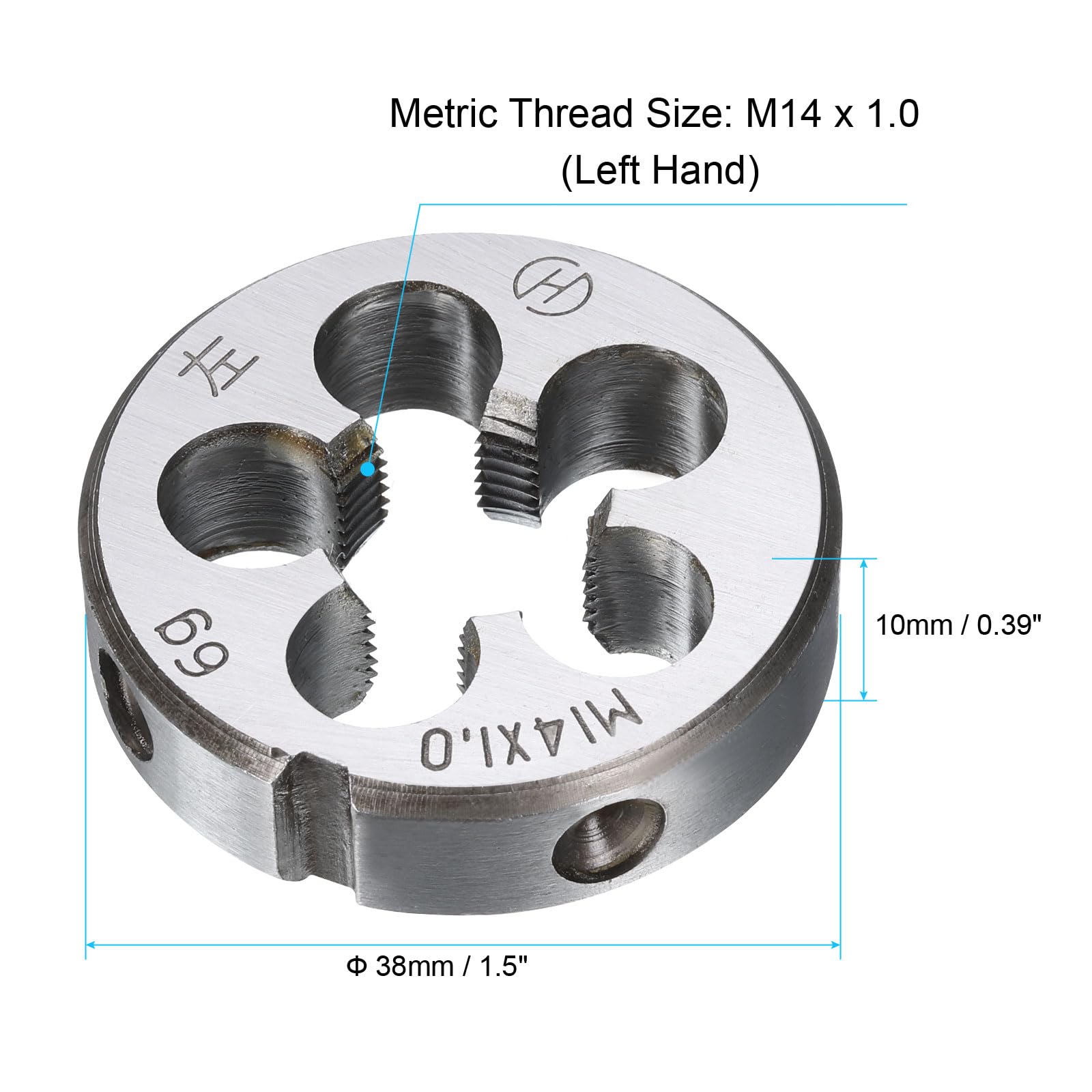 QUARKZMAN Tonda M14 x 1.0 Metrico A Sinistra Per Filettatura Fissa | Acciaio Per Utensili Lega, Strumento Di Riparazione